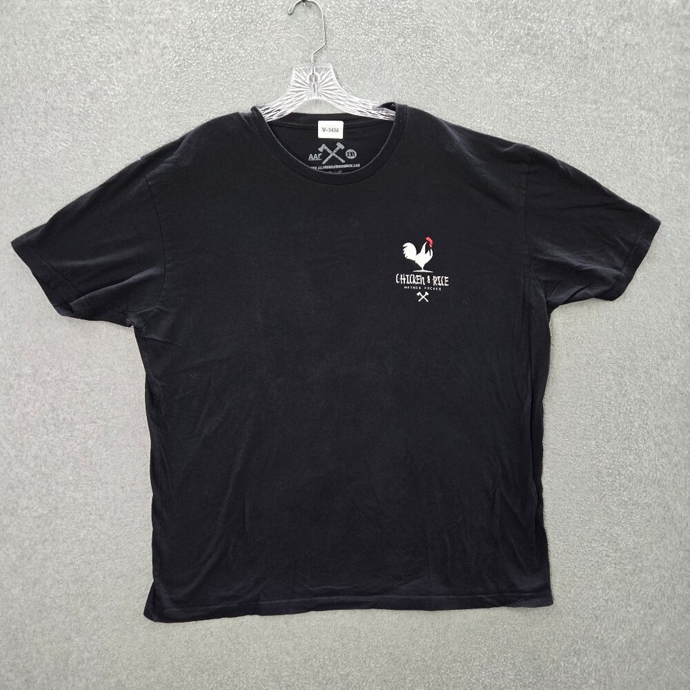 AAR Men Shirt 2XL Black Chicken & Rice Graphic Short Sleeve Crew Neck Tee